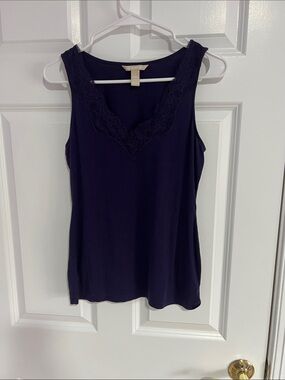 Banana Republic Navy Lace-Trim Sleeveless Camisole